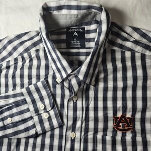 Antigua Auburn Tigers Mens Long Sleeve Button‎ Down Checkered Shirt XL EUC